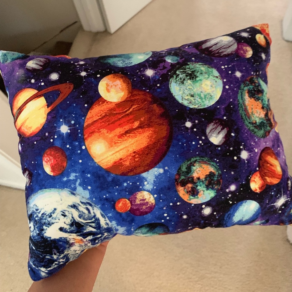 Planets and galaxy throw pillow